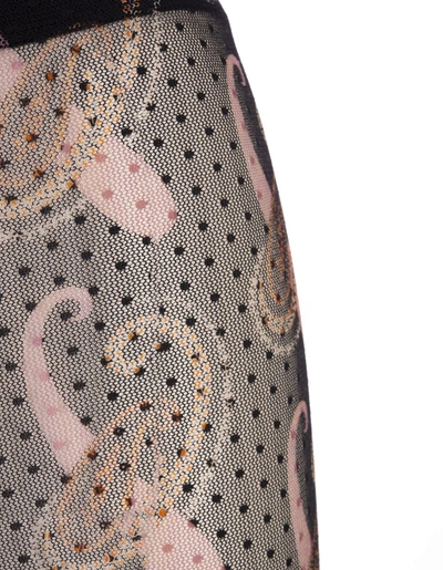 Shop Etro Polka Dot Tights With Pink Paisley Patterns In Black