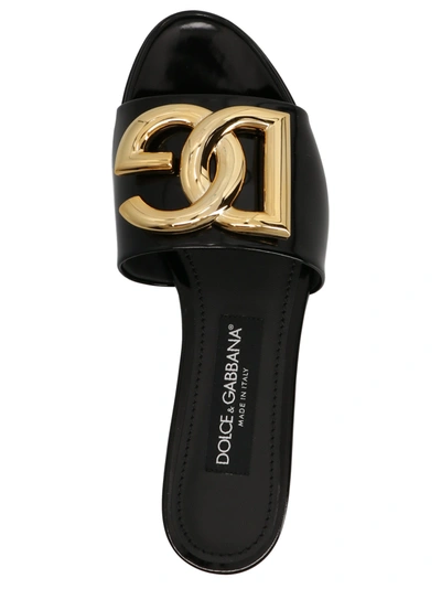 Shop Dolce & Gabbana 'dg' Logo Leather Slides