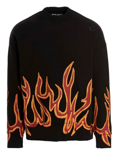 Shop Palm Angels 'gd Graffiti Flames' Sweatshirt