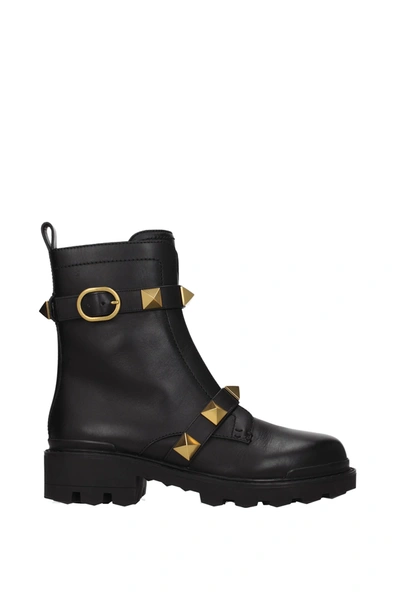 Shop Valentino Ankle Boots Combat Leather Black