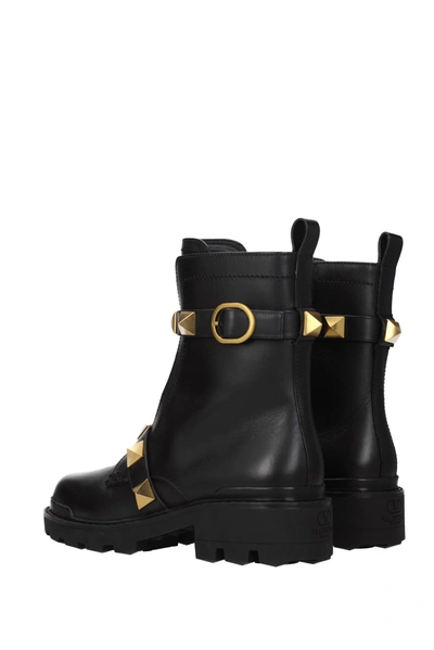 Shop Valentino Ankle Boots Combat Leather Black