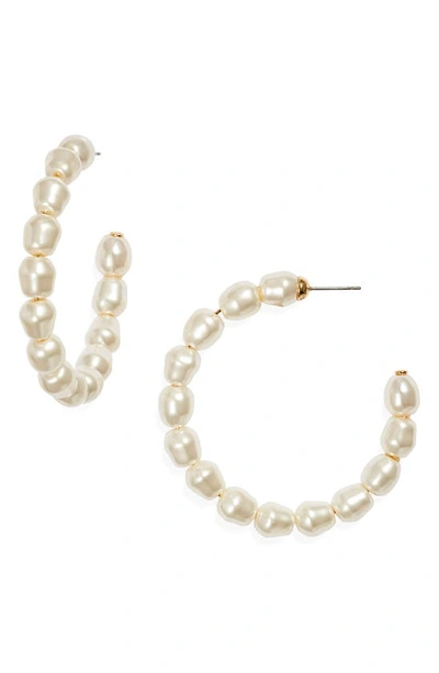 Shop Lele Sadoughi Stardust Imitation Pearl Hoop Earrings