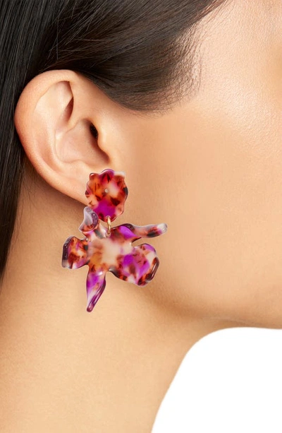 Shop Lele Sadoughi Small Paper Lily Earrings In Eggplant