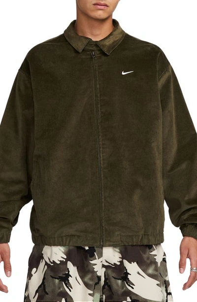 Shop Nike Harrington Corduroy Jacket In Cargo Khaki/ White