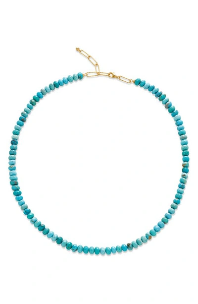 Shop Monica Vinader Beaded Turqouise Necklace In 18ct Gold Vermeil / Turquoise