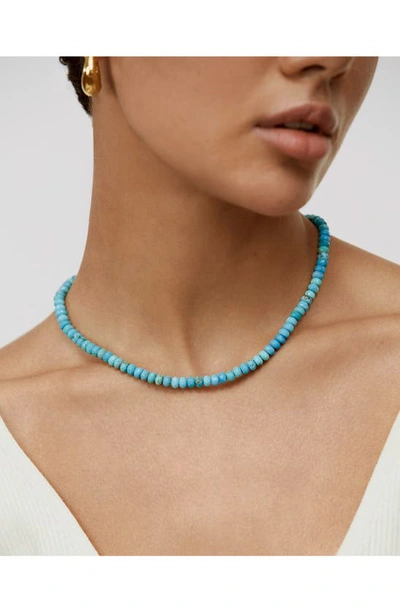Shop Monica Vinader Beaded Turqouise Necklace In 18ct Gold Vermeil / Turquoise