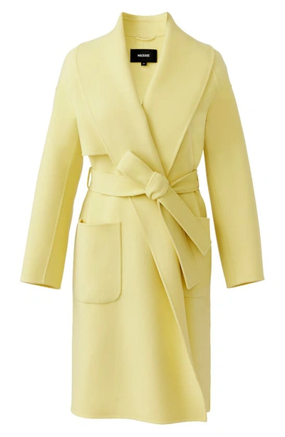 Mackage Thalia Belted Wool Coat In Pale Lime