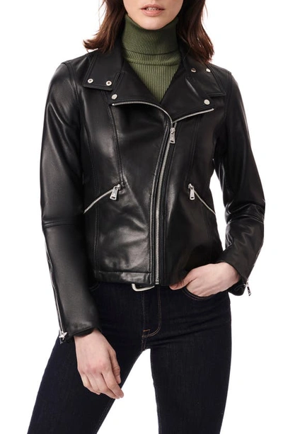 Shop Bernardo Leather Moto Jacket In Black