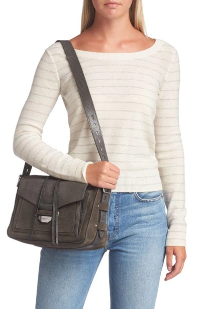 Shop Rag & Bone Field 2.0 Lizard Embossed Suede & Leather Messenger Bag In Asphalt Lizard Suede