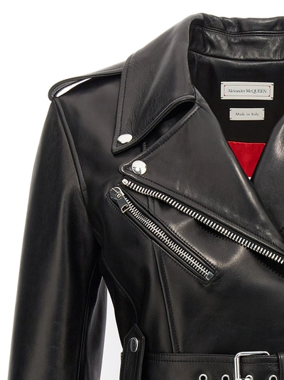 Shop Alexander Mcqueen Leather Jacket Casual Jackets, Parka Black