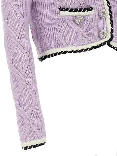 Shop Self-portrait Lilac Knit Cardigan Sweater, Cardigans Purple