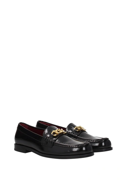 Shop Valentino Loafers Leather Black