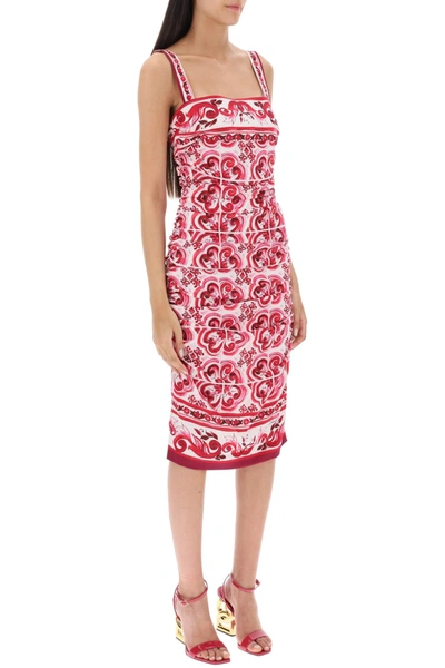 Shop Dolce & Gabbana Majolica Print Silk Mini Dress