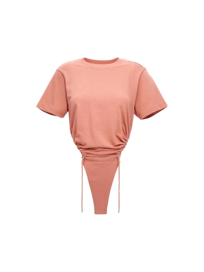 Shop Y/project Ruched Bodysuit With Logo Embroidery Underwear, Body Pink