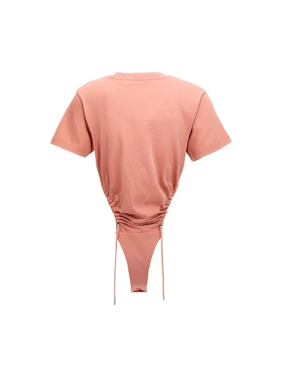 Shop Y/project Ruched Bodysuit With Logo Embroidery Underwear, Body Pink