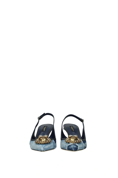 Shop Dolce & Gabbana Sandals Cardinale Fabric Blue Denim