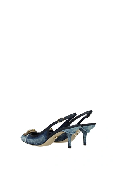 Shop Dolce & Gabbana Sandals Cardinale Fabric Blue Denim