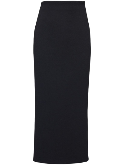 Shop Prada Natté Midi Skirt In Black