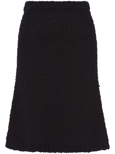 Shop Prada Bouclé Mohair Knit Skirt In Black