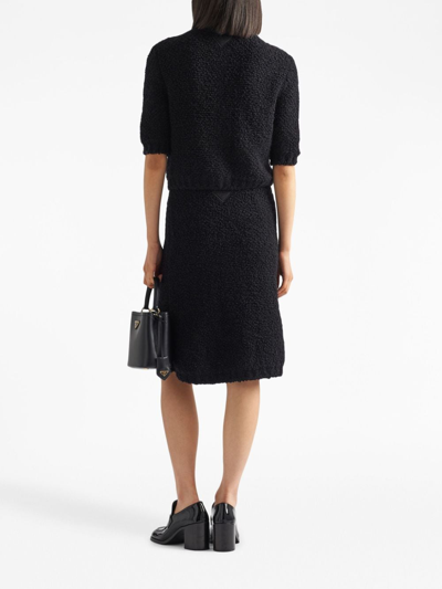 Shop Prada Bouclé Mohair Knit Skirt In Black