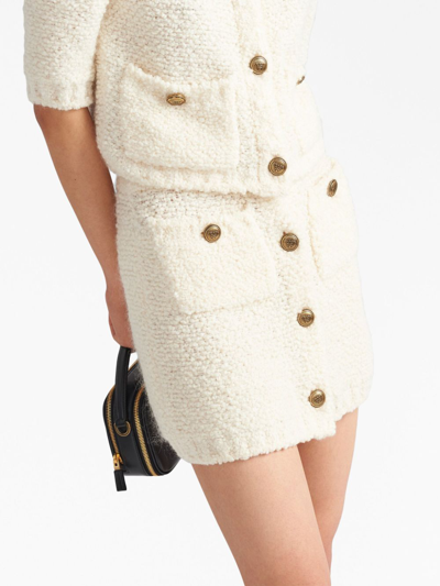 Shop Prada Bouclé Wool Miniskirt In White