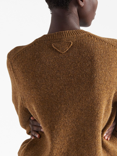 Shop Prada Triangle-logo Wool Jumper In Brown