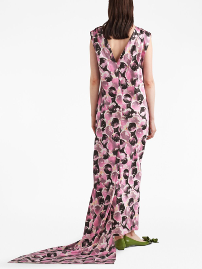 Shop Prada Graphic-print Sleeveless Dress In Pink