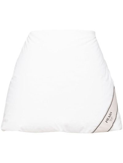 Shop Prada Padded Cotton Miniskirt In White
