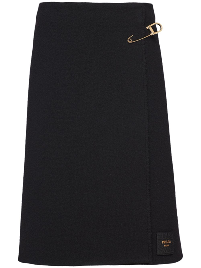 Shop Prada Safety Pin-embellished Midi Skirt In Black