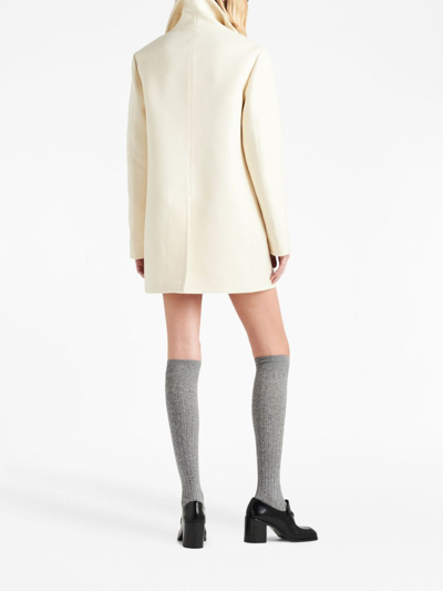Shop Prada Double-breasted Wool Peacoat In Neutrals