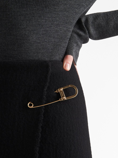 Shop Prada Safety Pin-embellished Midi Skirt In Black
