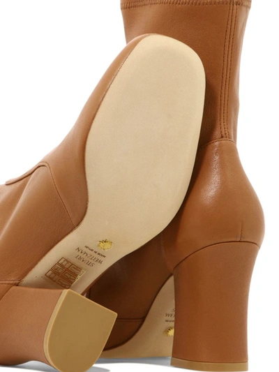Shop Stuart Weitzman "curveblock 85 Sock" Ankle Boots In Brown