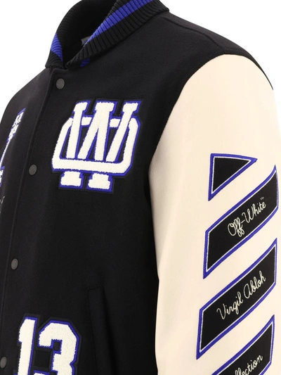 Shop Off-white "embroidered Graphics" Varsity Bomber Jacket In Black