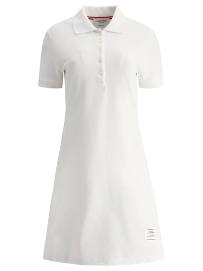 Shop Thom Browne "flared Tennis" Pique Dress In White