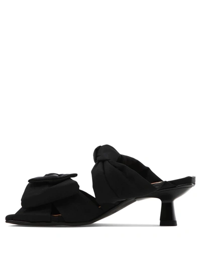 Shop Ganni "soft Bow Kitten" Sandals In Black