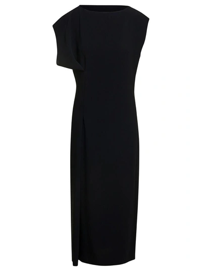 Shop The Row 'blathine' Long Asymetric Black Dress With Concealed Zip Closure In Triacetate Blend Woman