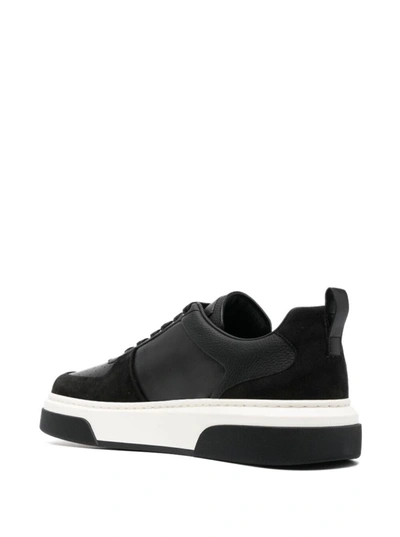Shop Ferragamo 'cassina' Black Low Top Sneakers With Gancini And Suede Details In Leather Man