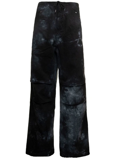 Shop Darkpark 'daisy' Black Oversized Tie-dye Pants In Gabardine Woman Darpark
