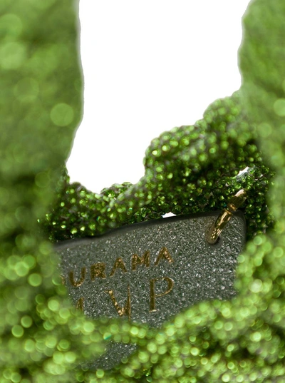 Shop Mvp Wardrobe 'diamond Mini Bag' Green Handbag With All-over Rhinestone In Woven Resin Woman