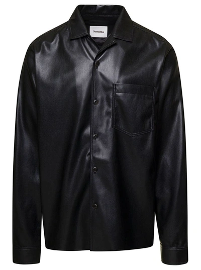 Shop Nanushka 'duco' Black Jacket With Cuban Collar In Faux Leather Woman