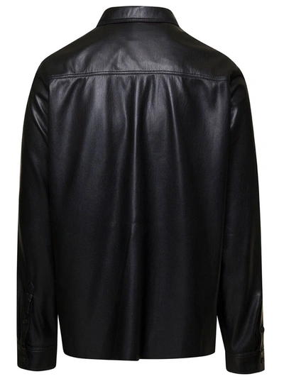 Shop Nanushka 'duco' Black Jacket With Cuban Collar In Faux Leather Woman