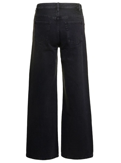 Shop Apc 'elisabeth' Black Five-pockets Wide Leg Jeans In Cotton Denim Woman