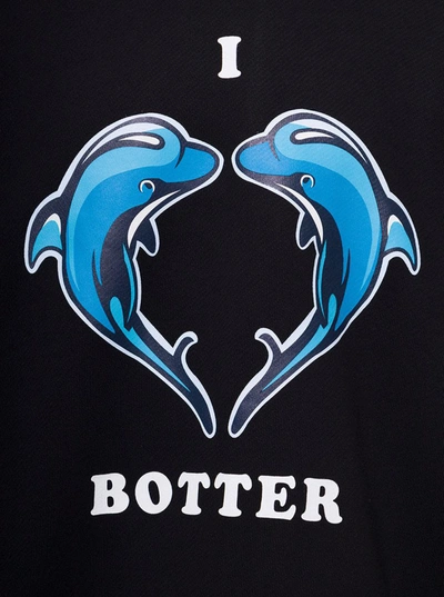 Shop Botter 'i Love  - Dolphins' Black Crewneck Sweatshirt In Organic Cotton Man