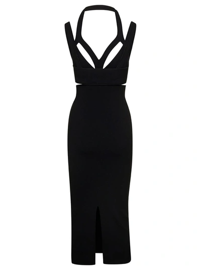 Shop Dion Lee 'interlink' Midi Black Dress With Cut-out Detail In Viscose Blend Woman