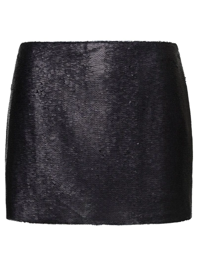 Shop Gauge81 'kailua' Mini Black Skirt With All-over Micro Paillettes In Polyester Woman