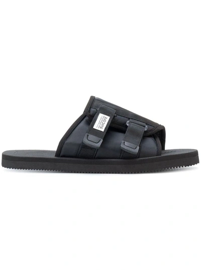 Shop Suicoke 'kaw-cab' Black Sandals With Velcro Fastening In Nylon Woman