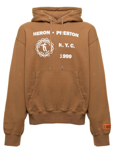 Shop Heron Preston 'medieval' Tobacco Brown Hoodie In Cotton Man  In Beige