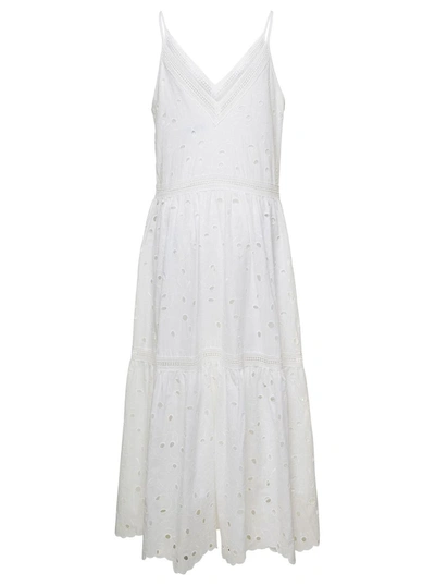 Shop Ivy & Oak 'michaela' Long White Dress With Flounced Skirt In Sangallo Lace Woman