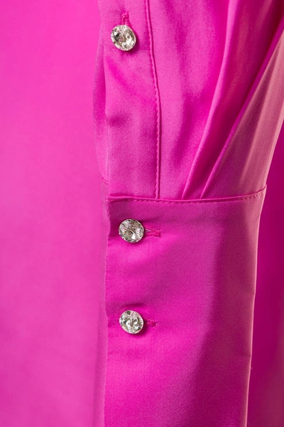 Shop Gauge81 'naha' Draped Shirt Mini Hot Pink Dress In Silk Woman