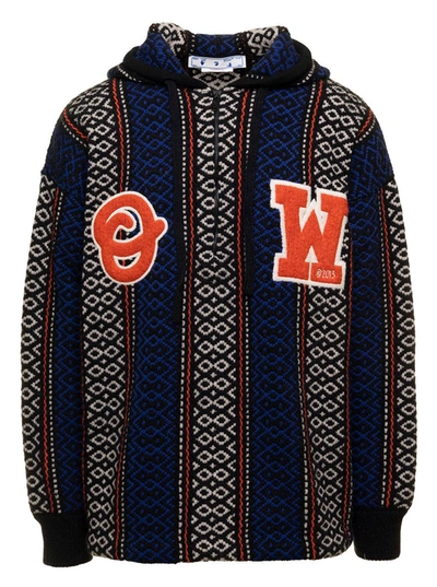 Shop Off-white 'ow Baja' Multicolor Knit With Hood In Wool Man  In Brown